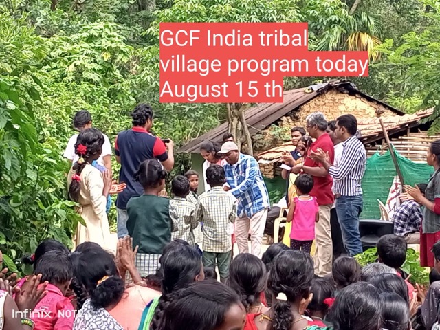Christian evangelizing and aid of supplies to school children by India missionary Paul Joseph with funds from GCF